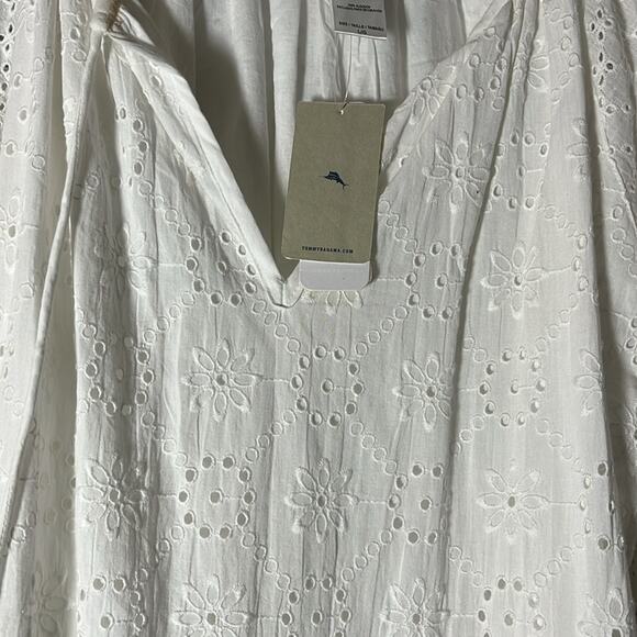 Tommy Bahama Harbour White Eyelet Swim White Cover-Up Dress Size M - Picture 3 of 4